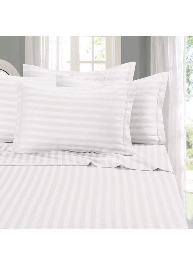LINENWALAS LINENWALAS 300 TC 100% Cotton Satin Stripes Single Bed Sheet - Premium Hotel Bedsheet and 1 Pillow Covers Set for Hotels, Guest House & B&B (White)  - Image 5