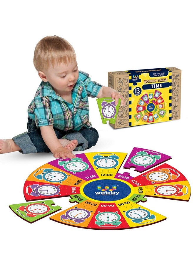 Webby Time Wooden Round Shape Jigsaw Floor Puzzle, 13 Pcs-3 8 Yrs for Kids - Image 2