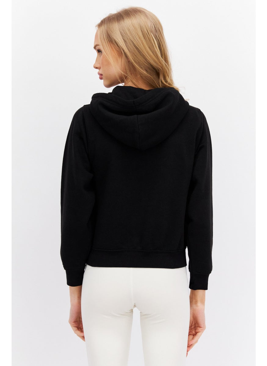 Don't Call Me Jennyfer - Women Hooded Long Sleeve Solid Sweatshirt, Black - Image 1