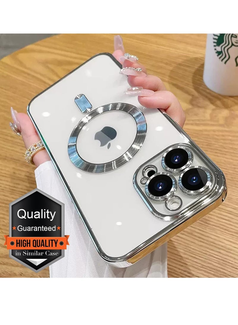 ELTRAZONE -- Case Compatible with iPhone 14 Pro, Magnetic Clear Phone Case, Transparent Electroplated Case for Women/Girls/Men - Image 2
