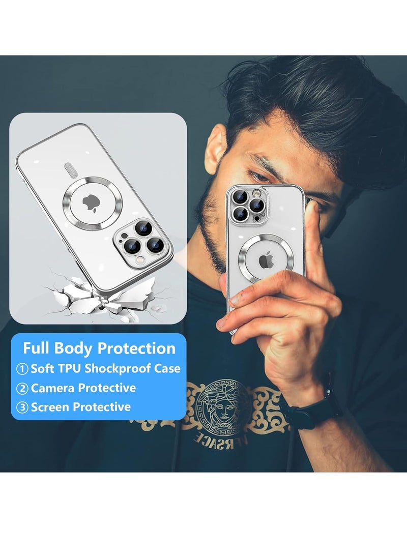 ELTRAZONE -- Case Compatible with iPhone 14 Pro, Magnetic Clear Phone Case, Transparent Electroplated Case for Women/Girls/Men - Image 5