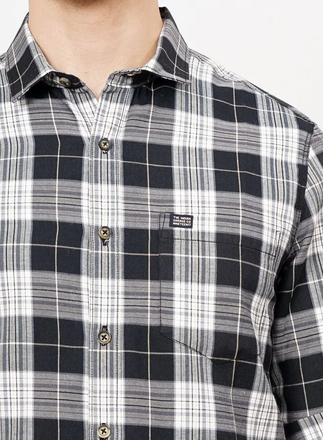 شركة المرآب الهندية Men Regular Fit Checkered Full Sleeves Cutaway Collar Casual Shirt