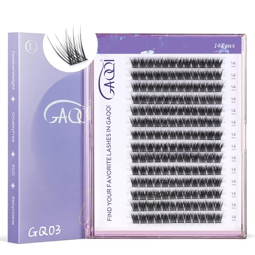 GAQQI Lash Clusters GQ03 False Eyelashes DIY Lash Extensions C Curve 168PCS Cluster Lashes 14MM Wispy and Natural Lash Wisps GQ03C14mm - Image 1