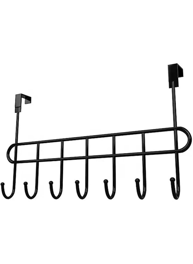 Sulfar Bathroom Door Hanger Hooks Steel, Ideal for Clothes Durable and Versatile Door Hanging Accessory Black (7 Hook) - Image 1