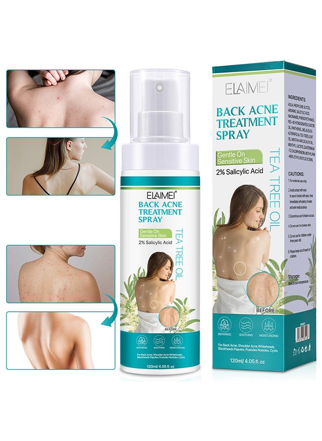 Elaimei Back Acne Treatment Spray - 2% Salicylic Acid And Tea Tree Oil Spray - Body Acne Treatment With Herbal Formula - Body Acne Spray - Tea Tree Oil Spray - Back Acne Solution  - Image 1