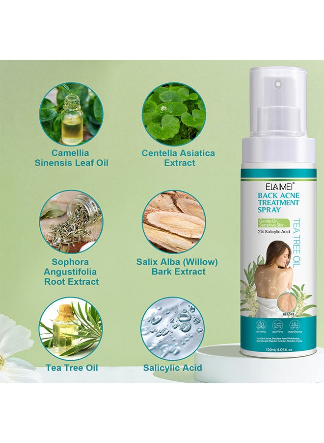 Elaimei Back Acne Treatment Spray - 2% Salicylic Acid And Tea Tree Oil Spray - Body Acne Treatment With Herbal Formula - Body Acne Spray - Tea Tree Oil Spray - Back Acne Solution  - Image 3