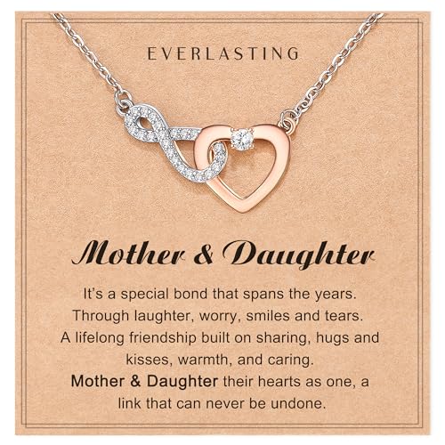 Shonyin Mother Daughter Necklace Gifts for Mom Mothers Day Gifts from Daughter Infinity Heart Pendant Necklace Jewelry for Women Mother in Law Teen Girl Trendy Stuff - Image 1