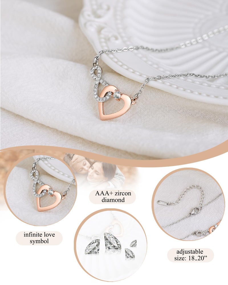 Shonyin Mother Daughter Necklace Gifts for Mom Mothers Day Gifts from Daughter Infinity Heart Pendant Necklace Jewelry for Women Mother in Law Teen Girl Trendy Stuff - Image 3