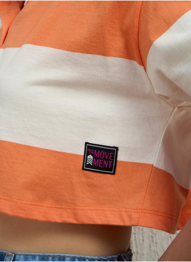 Hubberholme Women Orange Cropped Boxy Full Sleeve T-Shirt - Trendy Casual Wear  - Image 3