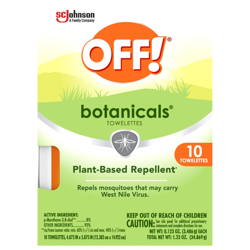 OFF! Botanicals Insect Repellent Wipes, Mosquito Repellent, 10 Count Individually Wrapped Wipes - Image 1