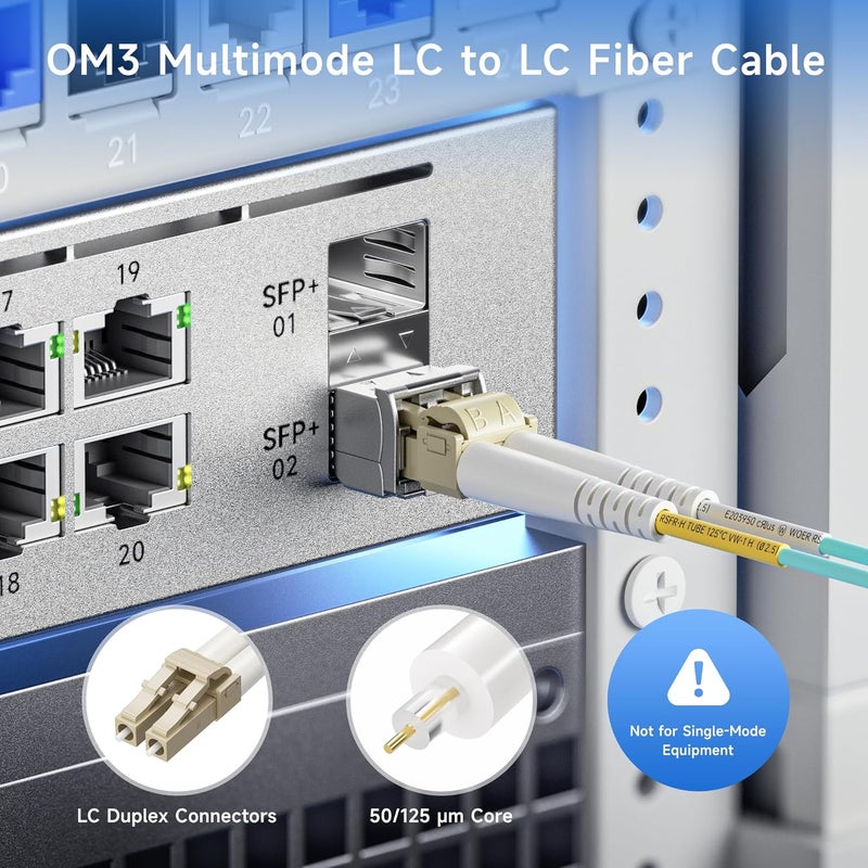 CableMatters 40Gb OFNP Plenum Rated Multimode Duplex 50/125 OM3 Fiber Cable, LC to LC Fiber Optic Cable - 98.4ft / 30m - Image 2