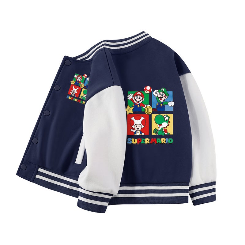 Mario Boys And Girls Jackets Children'S Baseball Uniforms Children'S Winter Casual Velvet Jackets - Image 4