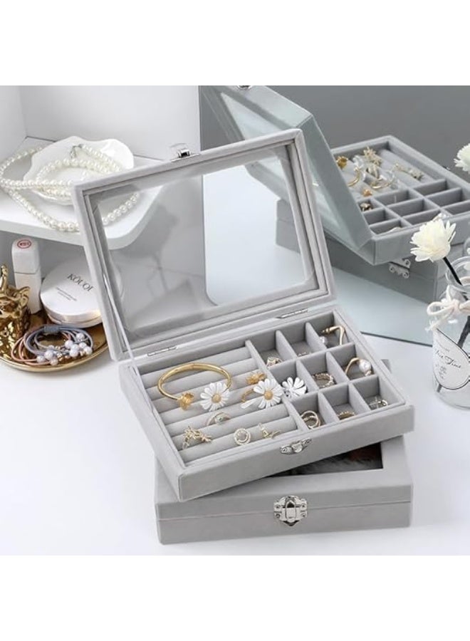 Portable Multifunctional Velvet Jewelry Box Organizer, Ring Holder, Jewelry Case, Travel Jewelry Gift Box - Image 3