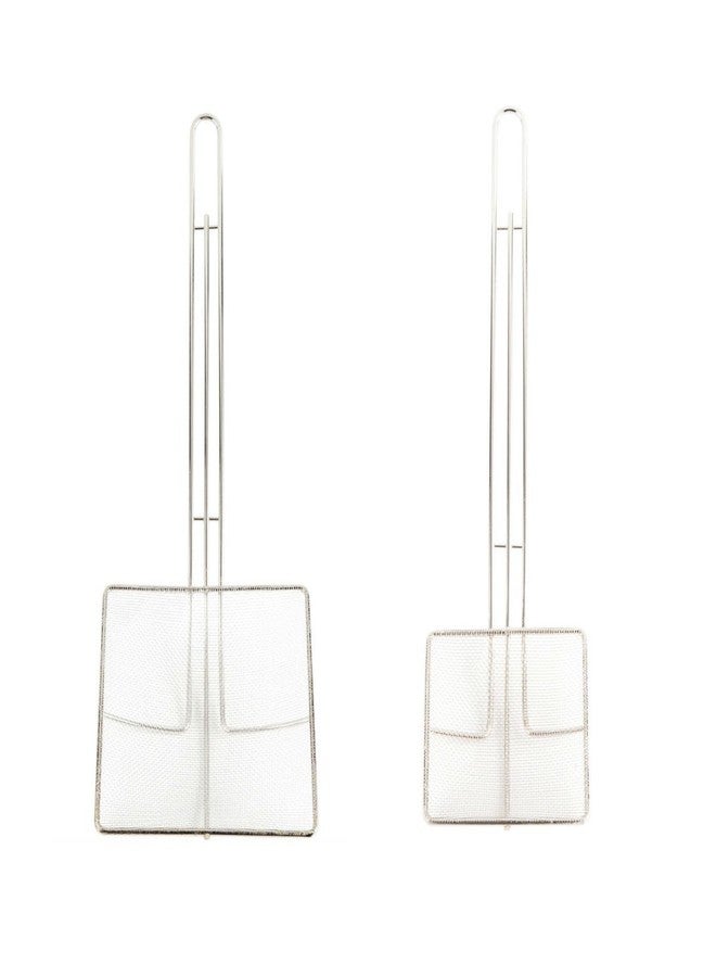 ثيندر جروب مصفاة زيت للقلي العميق بشبكة دقيقة - طقم احترافي من قطعتين - مصفاة مربعة للطهي مقاس 7 بوصات وأخرى مربعة مقاس 5 بوصات - Image 2