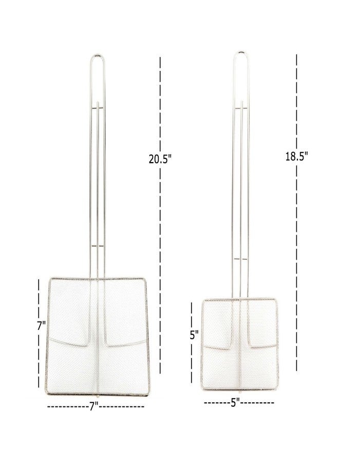 ثيندر جروب مصفاة زيت للقلي العميق بشبكة دقيقة - طقم احترافي من قطعتين - مصفاة مربعة للطهي مقاس 7 بوصات وأخرى مربعة مقاس 5 بوصات - Image 4