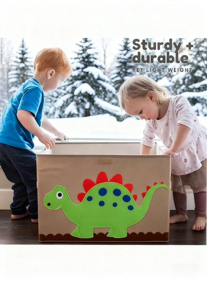 Large Toy Chest, Canvas Soft Fabric Children Toy Storage Bin Basket, With Flip Top Lid, Sturdy and Lightweight, Foldable and Detachable, For Kids Toddler and Baby Nursery - Image 4
