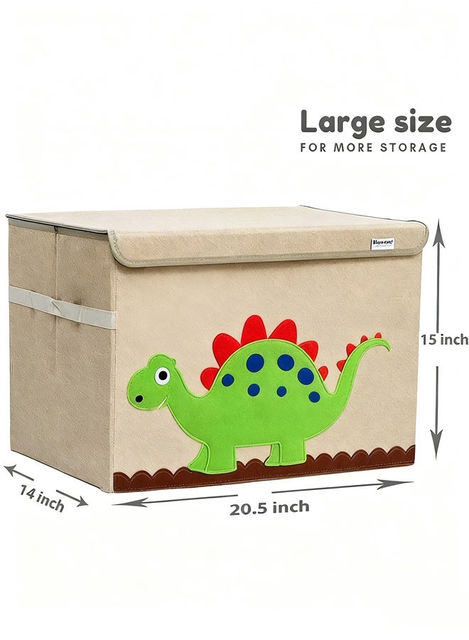 Large Toy Chest, Canvas Soft Fabric Children Toy Storage Bin Basket, With Flip Top Lid, Sturdy and Lightweight, Foldable and Detachable, For Kids Toddler and Baby Nursery - Image 5