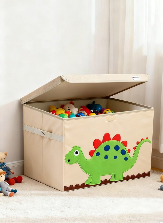 Large Toy Chest, Canvas Soft Fabric Children Toy Storage Bin Basket, With Flip Top Lid, Sturdy and Lightweight, Foldable and Detachable, For Kids Toddler and Baby Nursery - Image 1