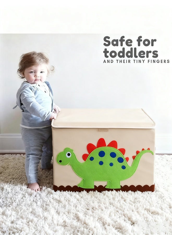 Large Toy Chest, Canvas Soft Fabric Children Toy Storage Bin Basket, With Flip Top Lid, Sturdy and Lightweight, Foldable and Detachable, For Kids Toddler and Baby Nursery - Image 3