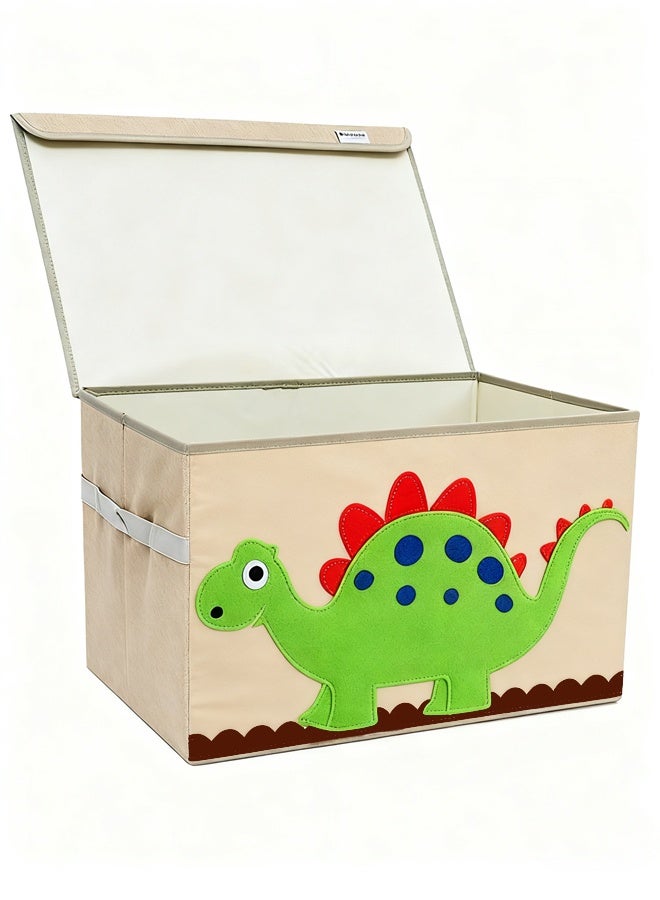 Large Toy Chest, Canvas Soft Fabric Children Toy Storage Bin Basket, With Flip Top Lid, Sturdy and Lightweight, Foldable and Detachable, For Kids Toddler and Baby Nursery - Image 2