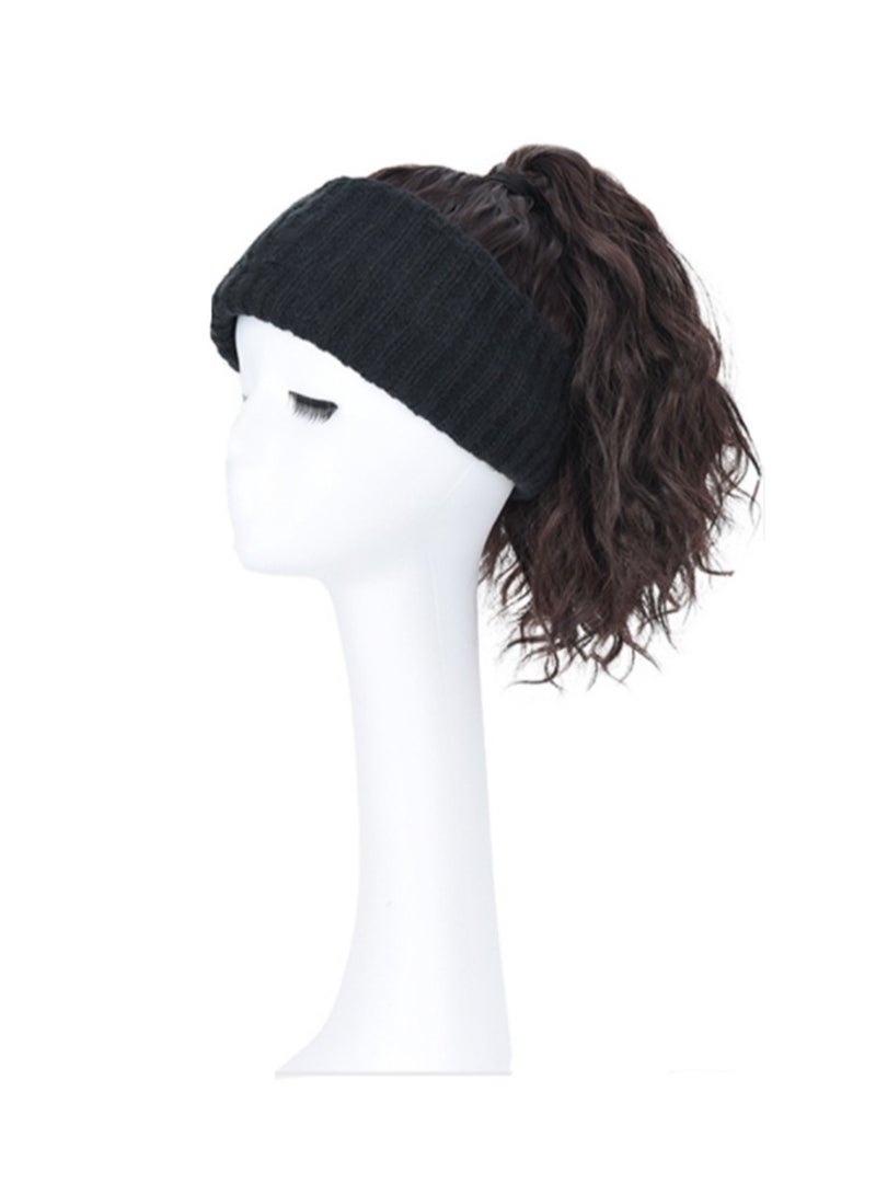Wig hat integrated empty top hat water corrugated knitted hat short curly hair cosplay wig costumes dress up wig  - Image 1