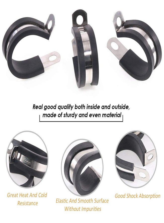 Keadic 20Pcs 1-1/8 Inch (28mm) Rubber Cushioned Insulated Clamps Stainless Steel, Metal Clamp, Tube Holder for Tube, Pipe or Wire Cord Installation - Image 4