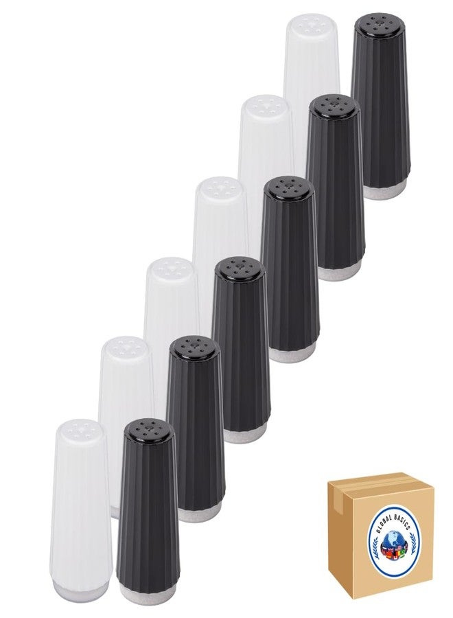 GLOBAL BASICS Disposable Salt and Pepper Shakers by Global Basics - Plastic Shaker Sets for Parties, Restaurants, Picnics, Cookouts - Prefilled Salt and Pepper Shakers with 4oz. Salt, 1.5oz. Pepper - 12-Pack - Image 1