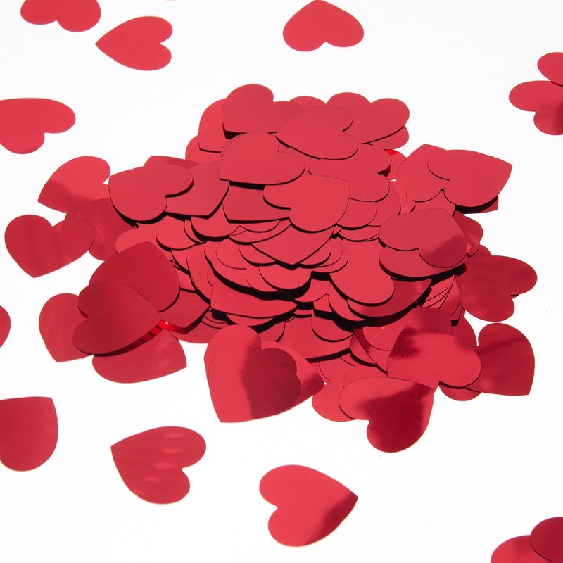Weven Red Heart Confetti Party Decorations Valentines Day Heart Decor Sparkle Metallic Flakes Table Confetti, 1.2 Inch, 300pcs - Image 1