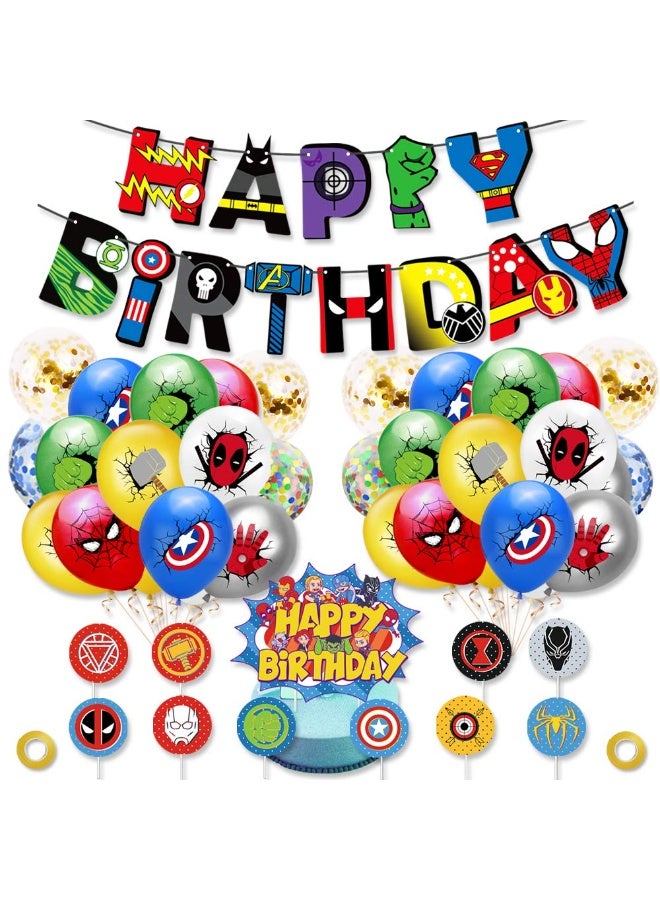 SOLARAE Birthday Party Decoration, Kids Birthday Decorations, Birthday Supplies for Boys, Kits Include Birthday Banner, Balloons, Cake Toppers, Gold Flat Ribbon - Image 1