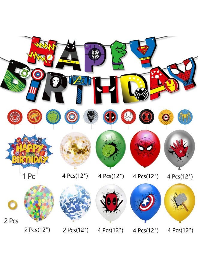 SOLARAE Birthday Party Decoration, Kids Birthday Decorations, Birthday Supplies for Boys, Kits Include Birthday Banner, Balloons, Cake Toppers, Gold Flat Ribbon - Image 2