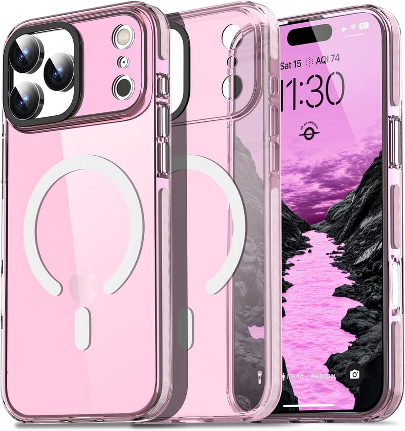 AICase Neon Pink Clear Phone Case for iPhone 17 Pro Max Compatible with Magsafe, Slim Thin Lightweight Colorful Colored Trendy Protective Bright Cell Phone Cover - Image 1