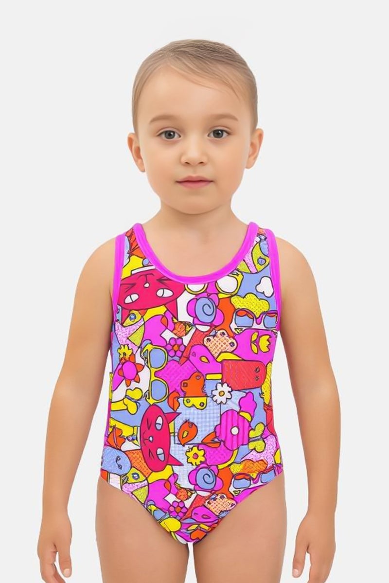 ZOGGS Toddlers Girl Allover Print One Piece Swimwear, Multicolor - Image 1