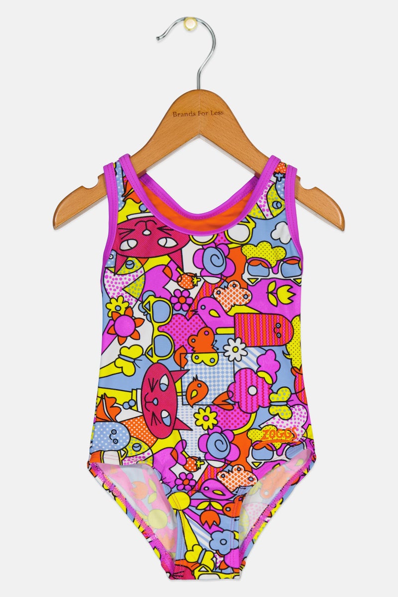 ZOGGS Toddlers Girl Allover Print One Piece Swimwear, Multicolor - Image 2
