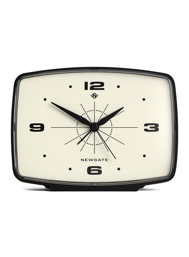NEWGATE ® Brooklyn Retro Alarm/Desk Clock - Rectangular Alarm Clock - Bedroom Accessories - Desk Accessories - Bedside Alarm Clock - Retro Alarm Clock - Matt Finish - No Tick Alarm Clock - Black - Image 1