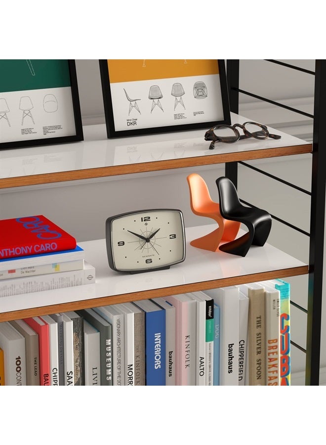 NEWGATE ® Brooklyn Retro Alarm/Desk Clock - Rectangular Alarm Clock - Bedroom Accessories - Desk Accessories - Bedside Alarm Clock - Retro Alarm Clock - Matt Finish - No Tick Alarm Clock - Black - Image 3