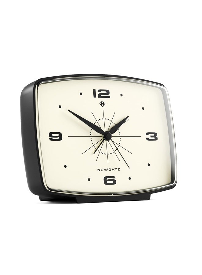 NEWGATE ® Brooklyn Retro Alarm/Desk Clock - Rectangular Alarm Clock - Bedroom Accessories - Desk Accessories - Bedside Alarm Clock - Retro Alarm Clock - Matt Finish - No Tick Alarm Clock - Black - Image 2