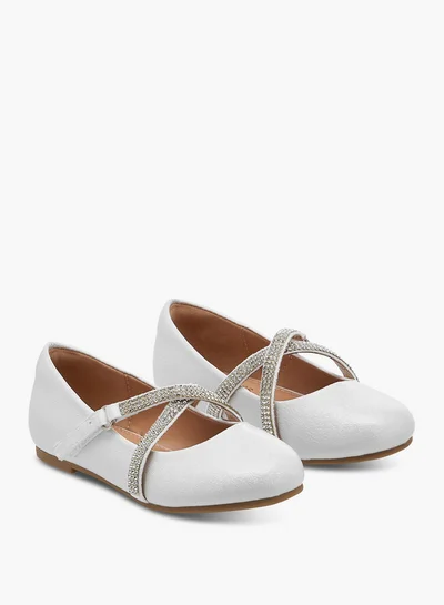 JUNIORS Girls Embellished Mary Jane Shoes with Hook and Loop Closure