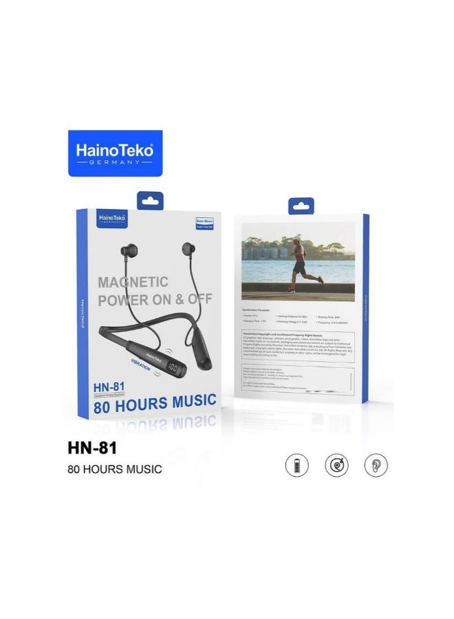 Haino Teko Germany HN81 Neckband Wireless Earphone Black - Image 2