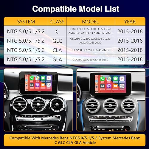 NINETOM Wireless Carplay Retrofit Kit Decoder for Mercedes Benz NTG5.0 C GLC CLA GLA Class W205 2015-2018 Year, Support Android Auto, Mirror Link, Reverse Camera, Original Car Function - Image 2