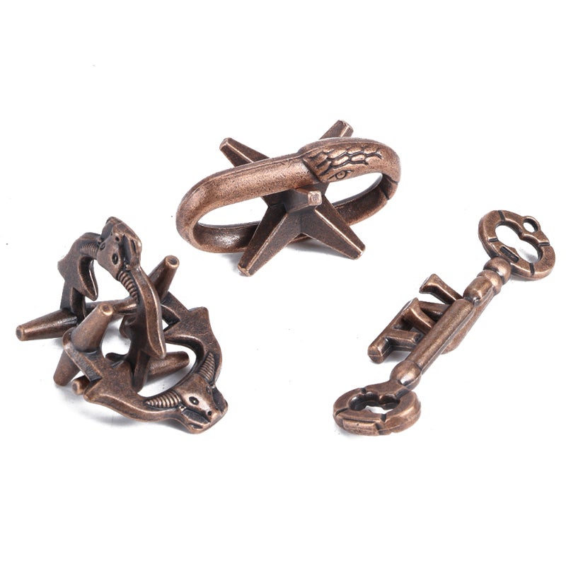 Zinc Alloy Puzzle Lock Toy 3pcs Integrated Casting Design Durable Puzzle Lock - Anti-Pressure Wear Resistant Stress Relief Puzzle for Adults And Children Beginners - Image 2
