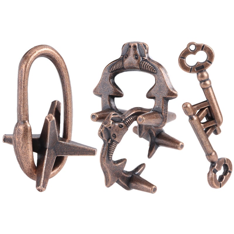 Zinc Alloy Puzzle Lock Toy 3pcs Integrated Casting Design Durable Puzzle Lock - Anti-Pressure Wear Resistant Stress Relief Puzzle for Adults And Children Beginners - Image 1