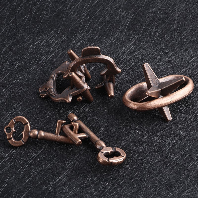 Zinc Alloy Puzzle Lock Toy 3pcs Integrated Casting Design Durable Puzzle Lock - Anti-Pressure Wear Resistant Stress Relief Puzzle for Adults And Children Beginners - Image 3