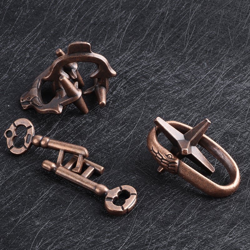 Zinc Alloy Puzzle Lock Toy 3pcs Integrated Casting Design Durable Puzzle Lock - Anti-Pressure Wear Resistant Stress Relief Puzzle for Adults And Children Beginners - Image 4