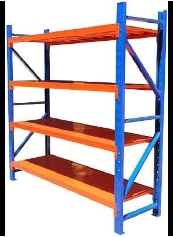 ABBASALI - Heavy Duty Metal Warehouse 4 Steps Racking Storage Garage Shelving Steel Shelf Capacity 300kg Each Shelves - Image 1