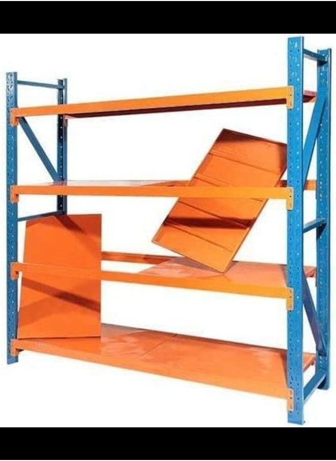 ABBASALI - Heavy Duty Metal Warehouse 4 Steps Racking Storage Garage Shelving Steel Shelf Capacity 300kg Each Shelves - Image 1