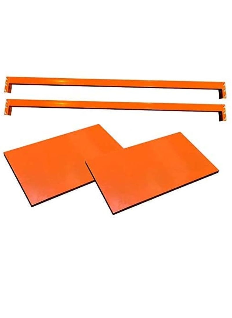 ABBASALI - Heavy Duty Metal Warehouse 4 Steps Racking Storage Garage Shelving Steel Shelf Capacity 300kg Each Shelves - Image 1