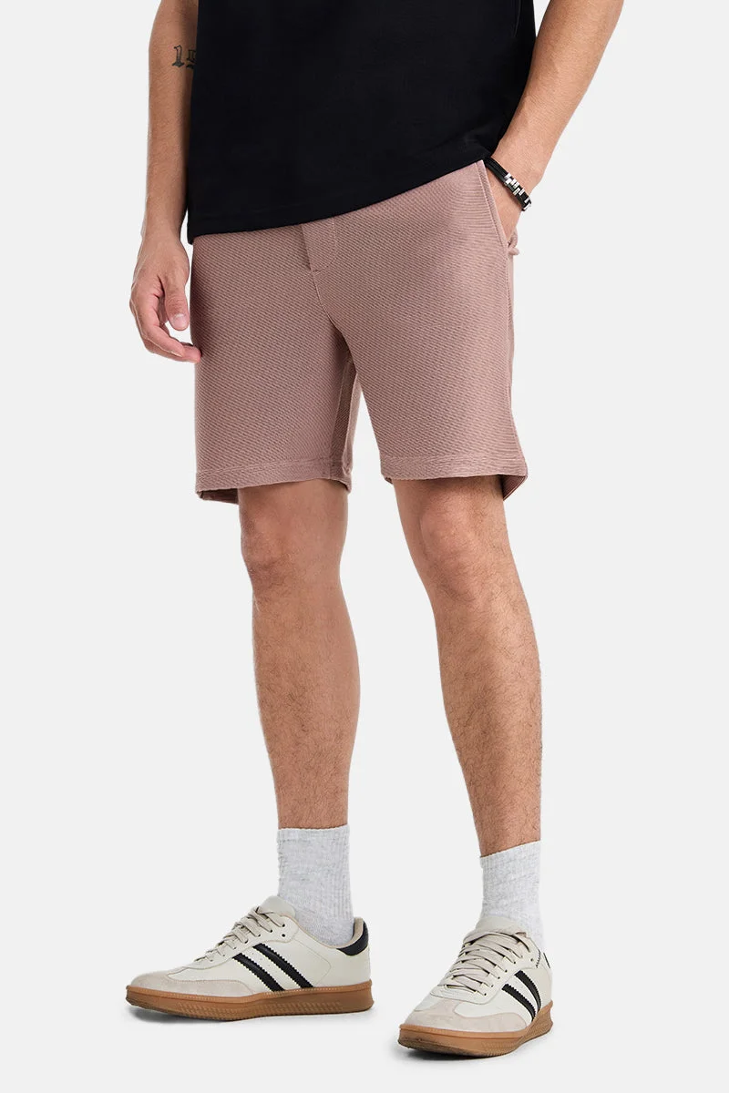 SNITCH Dusty Pink Textured Relaxed Shorts