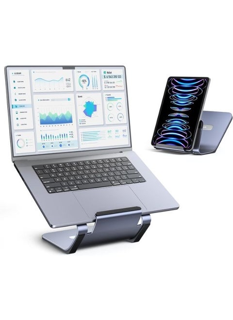 JSAUX Laptop Stand for Desk, Aluminum 2 in 1 Computer Riser and Tablet Stand, Ergonomic Notebook Holder