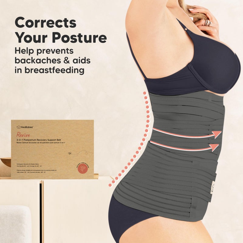 KeaBabies 3 in 1 Postpartum Belly Support Recovery Wrap â€“ Postpartum Belly Band, After Birth Brace, Slimming Girdles, Body Shaper Waist Shapewear,Post Surgery Pregnancy Belly Support Band (Mystic Gray, M/L) - Image 4