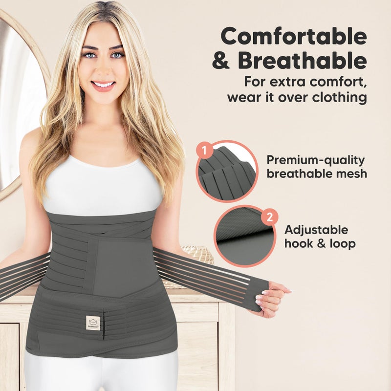 KeaBabies 3 in 1 Postpartum Belly Support Recovery Wrap â€“ Postpartum Belly Band, After Birth Brace, Slimming Girdles, Body Shaper Waist Shapewear,Post Surgery Pregnancy Belly Support Band (Mystic Gray, M/L) - Image 3